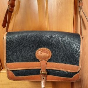 Vintage Dooney & Bourke Black Brown All Weather Leather Crossbody/Shoulder Bag